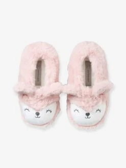 Chaussons Fille Esprit Peluche Rose Pale - Vertbaudet -Pampero Boutique chaussons fille esprit peluche 1