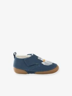 Chaussons Fourrés Bébé Garçon En Cuir Souple Bleu - Vertbaudet -Pampero Boutique chaussons fourres bebe garcon en cuir souple 4