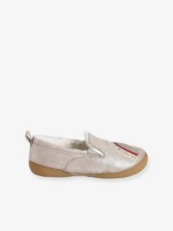 Chaussons Fourrés élastiqués Fille En Cuir Beige Pailleté - Vertbaudet -Pampero Boutique chaussons fourres elastiques fille en cuir 2