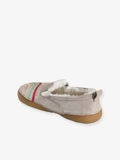 Chaussons Fourrés élastiqués Fille En Cuir Beige Pailleté - Vertbaudet -Pampero Boutique chaussons fourres elastiques fille en cuir 3