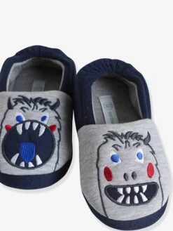 Chaussons Intérieur Velours Enfant Monstre Gris Chiné - Vertbaudet -Pampero Boutique chaussons interieur velours enfant monstre 5