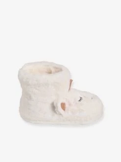 Chaussons Montants Licornes Fille En Peluche Blanc - Vertbaudet -Pampero Boutique chaussons montants licornes fille en peluche 2