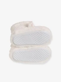 Chaussons Montants Licornes Fille En Peluche Blanc - Vertbaudet -Pampero Boutique chaussons montants licornes fille en peluche 4