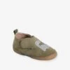 Chaussons Scratchés Bébé En Cuir Souple Kaki Clair - Vertbaudet -Pampero Boutique chaussons scratches bebe en cuir souple