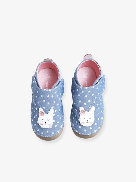 Chaussons Scratchés Bébé Fille En Chambray Bleu Denim - Vertbaudet 3 Chaussons Scratchés Bébé Fille En Chambray Bleu Denim - Vertbaudet