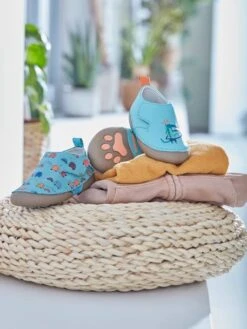 Chaussons Scratchés Bébé Garçon En Cuir Vert Aqua - Vertbaudet -Pampero Boutique chaussons scratches bebe garcon en cuir 2