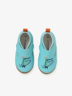 Chaussons Scratchés Bébé Garçon En Cuir Vert Aqua - Vertbaudet