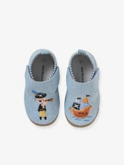 Chaussons Scratchés Bébé Garçon En Toile Denim Denim - Vertbaudet