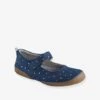 Chaussons Scratchés Fille En Cuir Navy - Vertbaudet