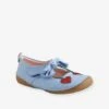 Chaussons Scratchés Fille En Toile Bleu Clair Denim - Vertbaudet
