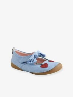 Chaussons Scratchés Fille En Toile Bleu Clair Denim - Vertbaudet