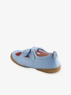 Chaussons Scratchés Fille En Toile Bleu Clair Denim - Vertbaudet -Pampero Boutique chaussons scratches fille en toile 3
