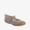 Chaussons Scratchés Fille En Toile Gris - Vertbaudet