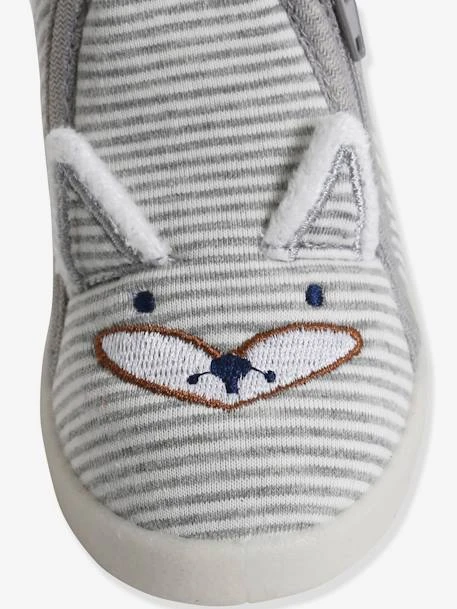 Chaussons Zippés Bébé En Toile Rayé Gris - Vertbaudet 8 Chaussons Zippés Bébé En Toile Rayé Gris - Vertbaudet – Image 6