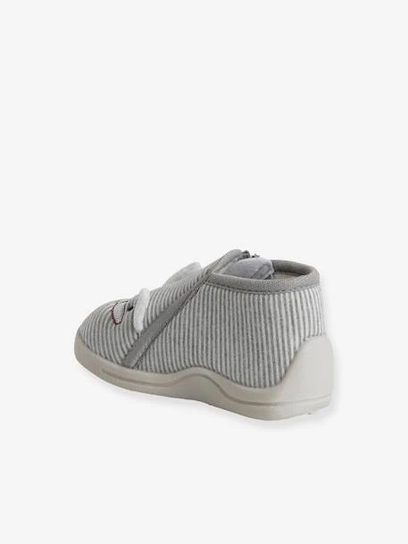 Chaussons Zippés Bébé En Toile Rayé Gris - Vertbaudet 6 Chaussons Zippés Bébé En Toile Rayé Gris - Vertbaudet – Image 4