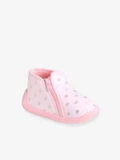 Chaussons Zippés Bébé Fille Fabriqués En France Rose Imprimé - Vertbaudet