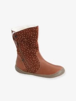 Mi-bottes Cuir Fille Marron - Vertbaudet