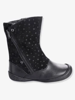 Mi-bottes Cuir Fille Noir - Vertbaudet