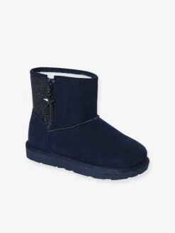 Mi-bottes Fourrées Fille Bleu Marine - Vertbaudet