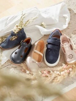 Salomés Cuir Bébé Mixte Bleu Marine - Vertbaudet
