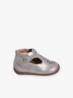 Salomés Cuir Pailleté Bébé Fille Premiers Pas Taupe Métallisé - Vertbaudet -Pampero Boutique salomes cuir paillete bebe fille premiers pas 1