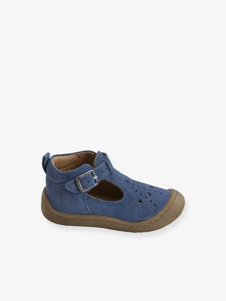 Salomés Cuir Souple Bébé 4 Pattes Bleu Jean - Vertbaudet 5 Salomés Cuir Souple Bébé 4 Pattes Bleu Jean - Vertbaudet – Image 3