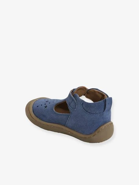 Salomés Cuir Souple Bébé 4 Pattes Bleu Jean - Vertbaudet 6 Salomés Cuir Souple Bébé 4 Pattes Bleu Jean - Vertbaudet – Image 4