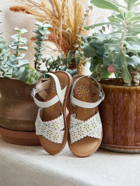 Sandales Brides Croisées Cuir Fille Vieux Rose - Vertbaudet 4 Sandales Brides Croisées Cuir Fille Vieux Rose - Vertbaudet – Image 2