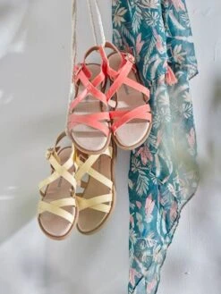 Sandales Brides Croisées Fille Jaune - Vertbaudet