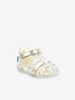 Sandales Cuir Bébé Bigflo-2 Iconique Biboo KICKERS® Blanc Argent Coquillage - Kickers