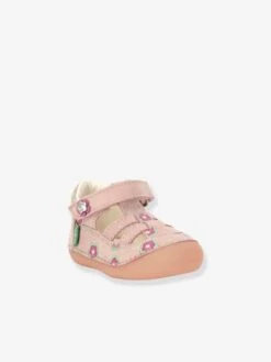 Sandales Cuir Bébé Fille Sushy Originel Softers KICKERS® Rose Clair Flower - Kickers