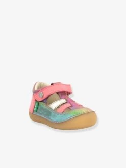 Sandales Cuir Bébé Fille Sushy Originel Softers KICKERS® Rose Metallise - Kickers