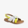 Sandales Cuir Et Cuir Fluo Fille Blanc - Vertbaudet -Pampero Boutique sandales cuir et cuir fluo fille