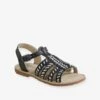 Sandales Cuir Ethnique Fille Noir - Vertbaudet -Pampero Boutique sandales cuir ethnique fille