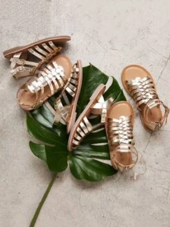 Sandales Cuir Fille Or - Vertbaudet