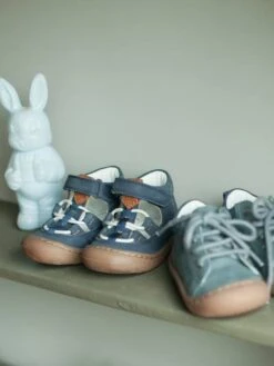 Sandales Cuir Souple Bébé Garçon 4 Pattes Bleu Marine - Vertbaudet