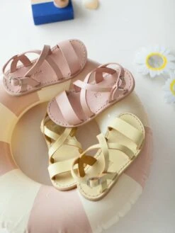 Sandales Cuir Tannage Végétal Fille Rose Clair - Vertbaudet