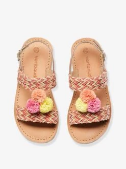 Sandales En Cuir Fille Avec Pompons Rose - Vertbaudet 11 Sandales En Cuir Fille Avec Pompons Rose - Vertbaudet -Pampero Boutique sandales en cuir fille avec pompons 3