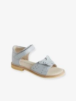 Sandales En Cuir Fille Collection Maternelle Bleu Clair - Vertbaudet