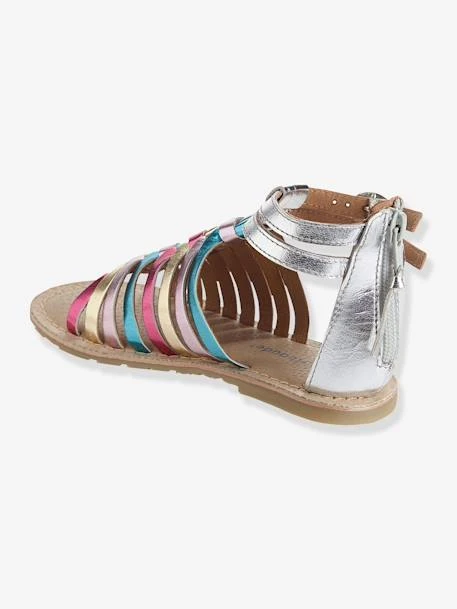 Sandales Fille En Cuir Rose Pâle Métallisé - Vertbaudet 5 Sandales Fille En Cuir Rose Pâle Métallisé - Vertbaudet – Image 3