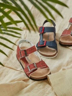 Sandales Garçon Ouverture Totale Marron Imprimé Dino - Vertbaudet