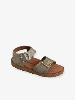 Sandales Moussées Cuir Fille Or - Vertbaudet