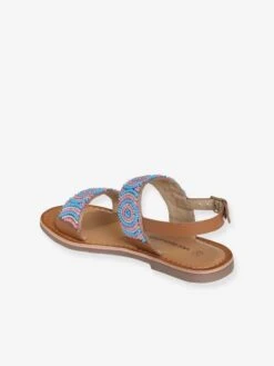 Sandales Textile Perlé Fille Bleu Corail - Vertbaudet -Pampero Boutique sandales textile perle fille 2