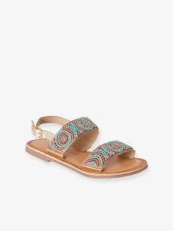 Sandales Textile Perlé Fille Bleu Corail - Vertbaudet -Pampero Boutique sandales textile perle fille 5